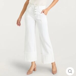 Cinq à Sept Cuffed Benji Pant Wide Leg White Size 10